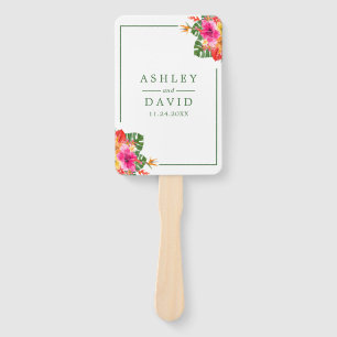 Éventail Programme de mariage aux palmiers d'hibiscus tropi