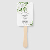 Éventail Programme de mariage aux roses blanches et au souf (Devant)