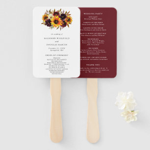 Éventail Programme de mariage aux tournesols de l'automne r