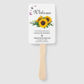 Éventail Programme de mariage aux tournesols rustiques et p (Devant)
