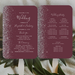 Éventail Programme de mariage avec bordure à paillettes arg