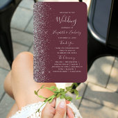 Éventail Programme de mariage avec bordure à paillettes arg