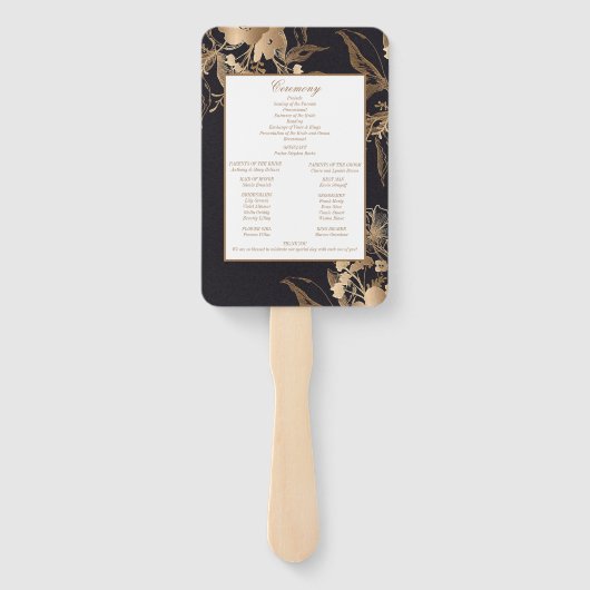 Éventail Programme de mariage avec composition florale méta (Dos)