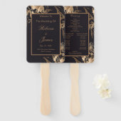 Éventail Programme de mariage avec composition florale méta (Devant et derrière)