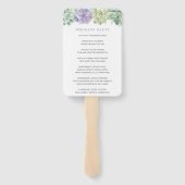 Éventail Programme de mariage avec des succulentes vertes e (Dos)
