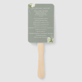 Éventail Programme de mariage avec guirlande de fleurs vert (Dos)