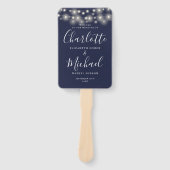 Éventail Programme de mariage avec guirlande de lumières bl (Devant)