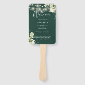 Éventail Programme de mariage avec guirlande florale émerau (Devant)