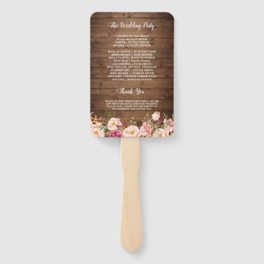 Éventail Programme de mariage avec guirlande lumineuse flor (Dos)