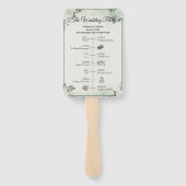 Éventail Programme de mariage avec timeline écriture verdur (Dos)