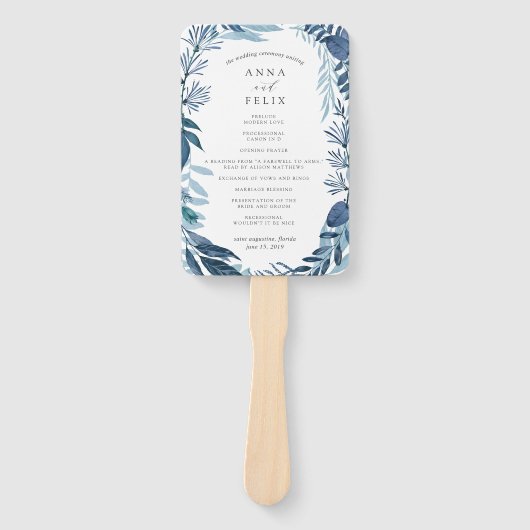 Éventail Programme de mariage Azure sauvage (Devant)