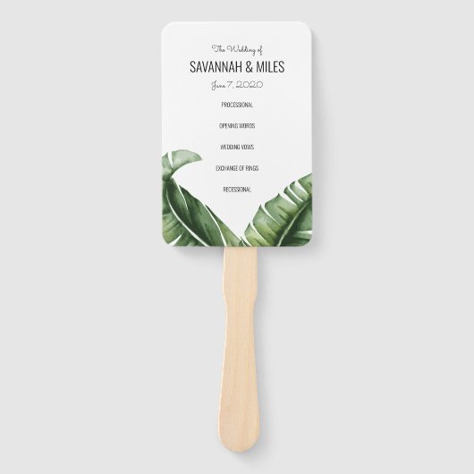 Éventail Programme de mariage Banana Leaf du milieu du sièc (Devant)