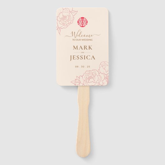 Éventail Programme de mariage bilingue vietnamien et Merci (Devant)