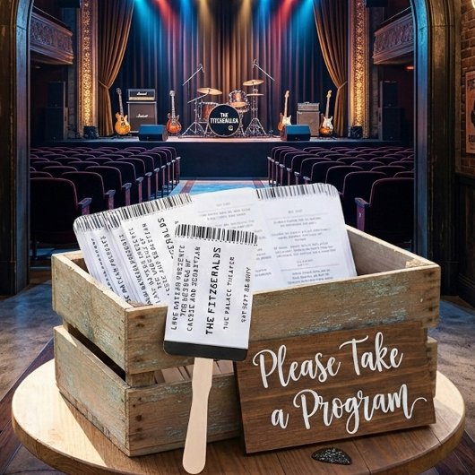 Éventail Programme de Mariage Billet de Concert Rock Modern
