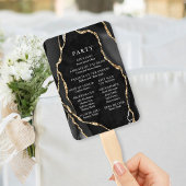 Éventail Programme de mariage Black & Gold Agate