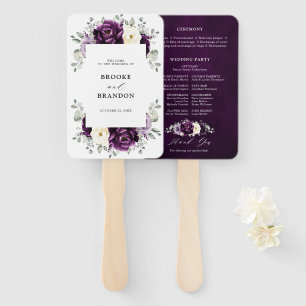 Éventail Programme de mariage blanc d'aubergine de prune vi
