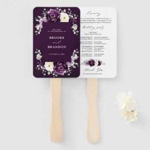Éventail Programme de mariage blanc d'aubergine de prune vi