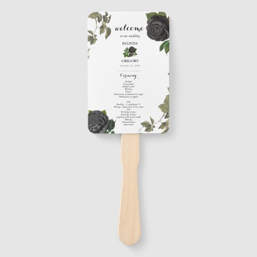 Éventail Programme de mariage blanc d'Halloween gothique (Devant)