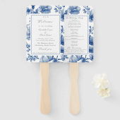 Éventail Programme de mariage bleu marine et argent (Devant et derrière)