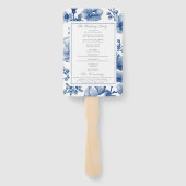 Éventail Programme de mariage bleu marine et argent (Dos)