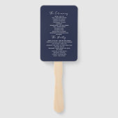 Éventail Programme de mariage bleu marine moderne (Dos)