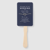Éventail Programme de mariage bleu marine moderne (Devant)