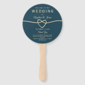 Éventail Programme de mariage bleu marine moderne (Devant)