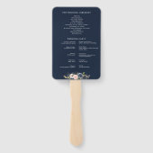 Éventail Programme de mariage bleu marine moderne et rose p (Dos)