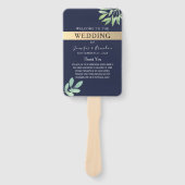 Éventail Programme de mariage bleu marine or (Devant)