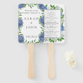 Éventail Programme de mariage Blue Hydrangeas Ventilateur à (Devant et derrière)