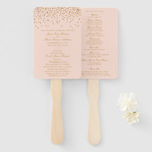Éventail Programme de mariage Blush Pink & Gold Confetti