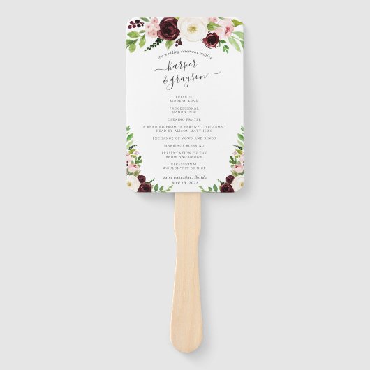 Éventail Programme de mariage Blush Romance (Devant)