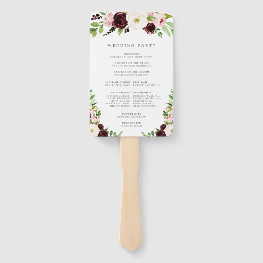 Éventail Programme de mariage Blush Romance (Dos)