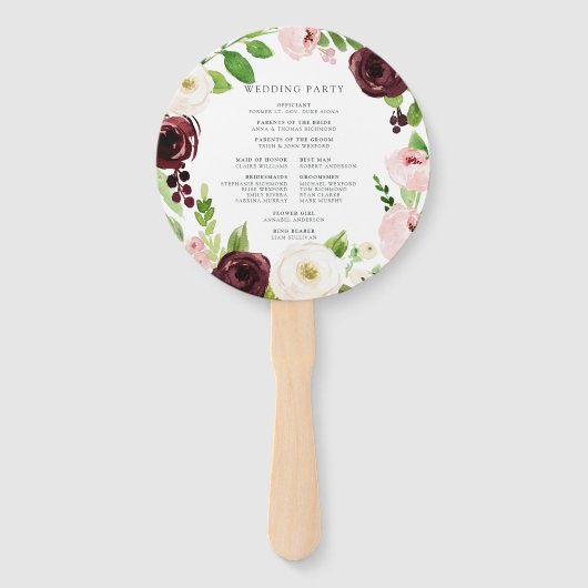 Éventail Programme de mariage Blush Romance (Dos)