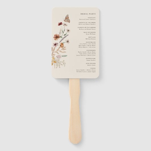 Éventail Programme de mariage Boho (Dos)