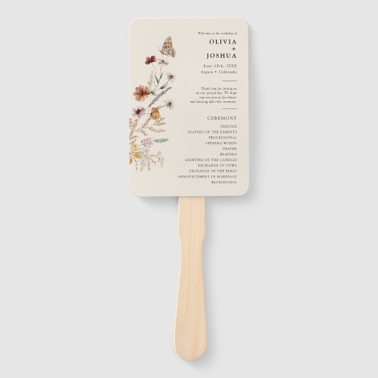 Éventail Programme de mariage Boho (Devant)