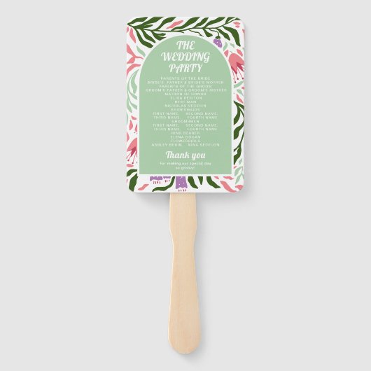 Éventail Programme de mariage Boho arche et fleurs rétro (Dos)