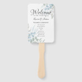 Éventail Programme de mariage Boho Eucalyptus Bleu Poussiér (Devant)