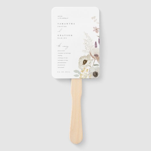 Éventail Programme de mariage botanique (Devant)