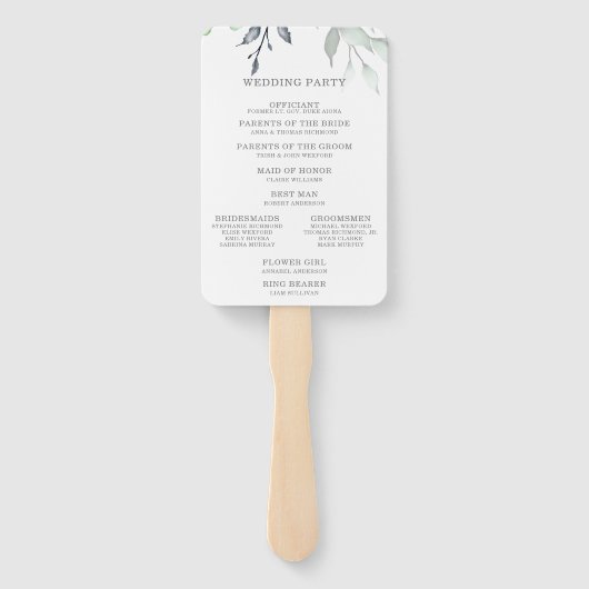 Éventail Programme de mariage botanique (Dos)