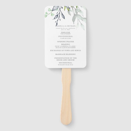 Éventail Programme de mariage botanique (Devant)