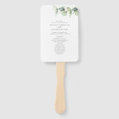Éventail Programme de mariage botanique à feuilles d'eucaly (Devant)