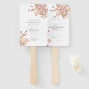Éventail Programme de mariage botanique à l'herbe de Pampas