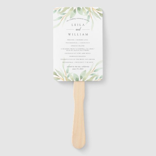 Éventail Programme de mariage botanique aérien (Devant)