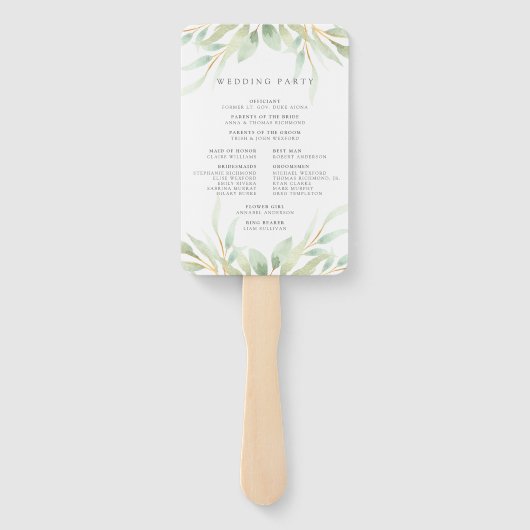 Éventail Programme de mariage botanique aérien (Dos)