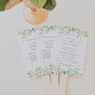 Éventail Programme de mariage botanique aérien