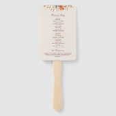 Éventail Programme de mariage botanique automnal aux feuill (Dos)
