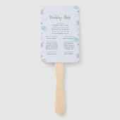 Éventail Programme de mariage botanique bleu poussiéreux (Dos)