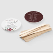 Éventail Programme de mariage botanique de Bourgogne (Non-assemblé)