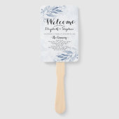 Éventail Programme de mariage botanique des Feuilles d'aqua (Devant)